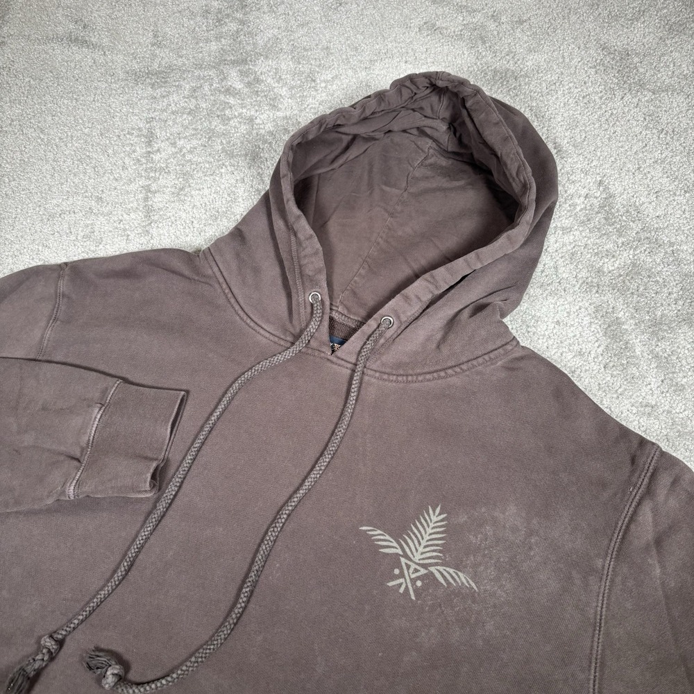 Roark Hoodie Sweatshirt Mens XL Pullover Gray Fleece Heavy Graphic Back Logo
